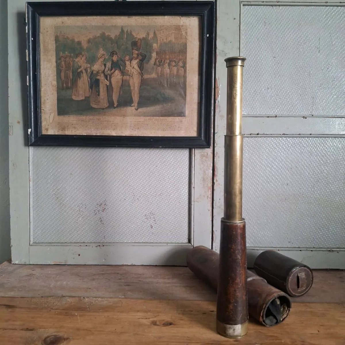Antique Thomas Jones Brass Telescope & Case - Image 1