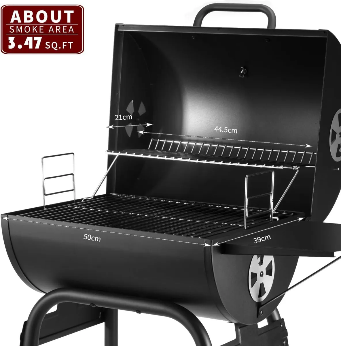 Bbq Grill Smoker with Shelves Portable Barrel - Image 4