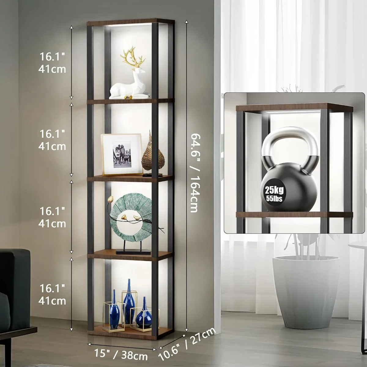 LED Floor Lamp with Shelves 4-Tier Dimmable - Image 2