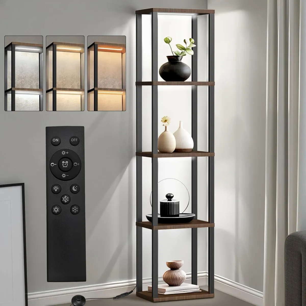 LED Floor Lamp with Shelves 4-Tier Dimmable - Image 1