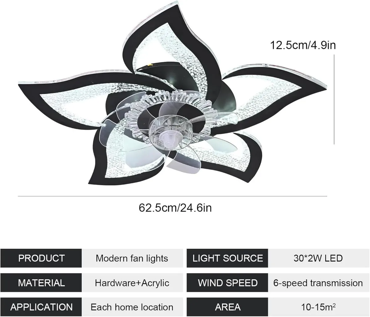 Ceiling Fan with Light and Remote 62.5CM LED - Image 3