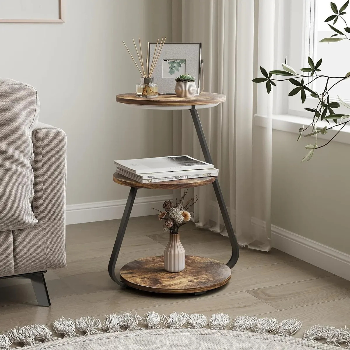 Side Table Small Round Coffee 3 Colour LED (Set - Image 4