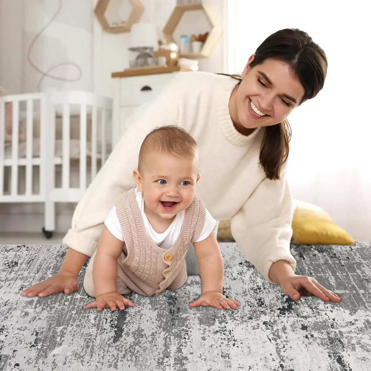 Washable Rugs Living Room Large Ultra Thin - Image 2