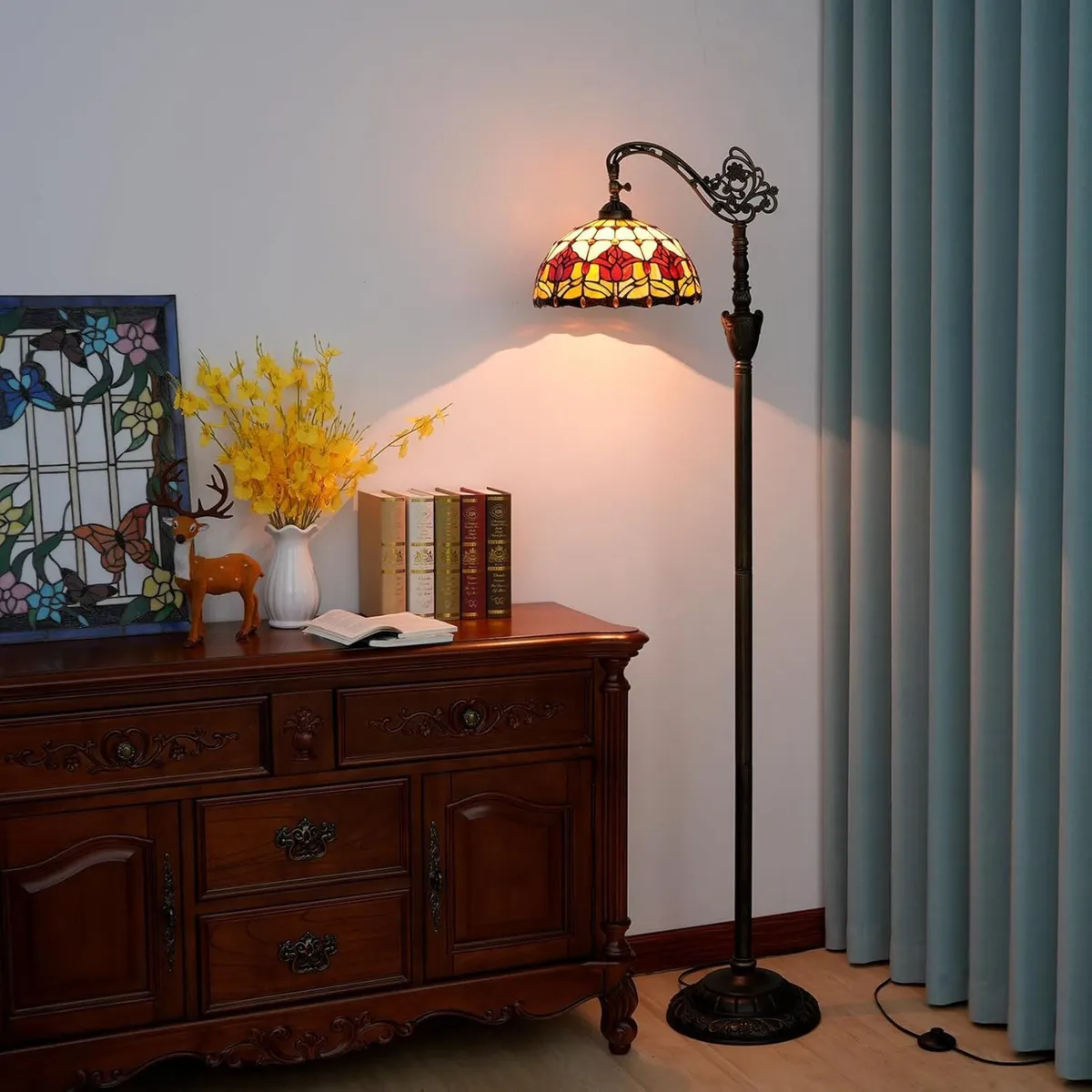 Tiffany Floor Lamp Vintage Standing Tulip Style - Image 2