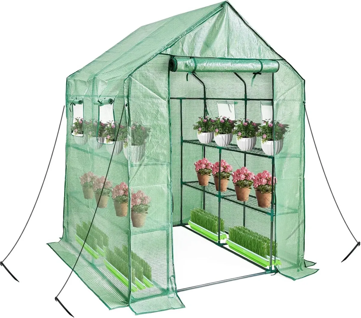 Walk in Greenhouse with Shelves Plastic Growhouse - Image 1