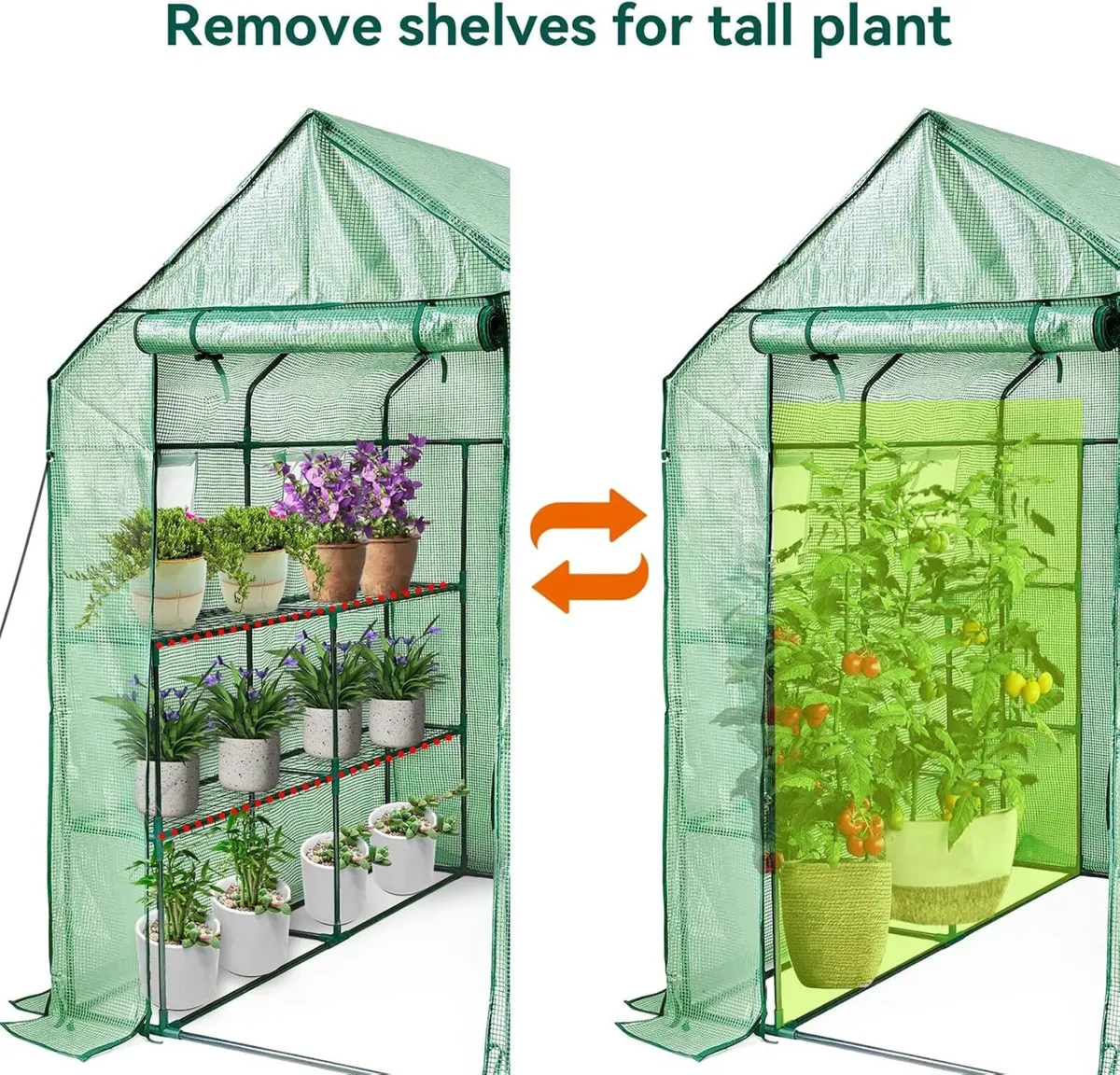 Walk in Greenhouse with Shelves Plastic Growhouse - Image 2