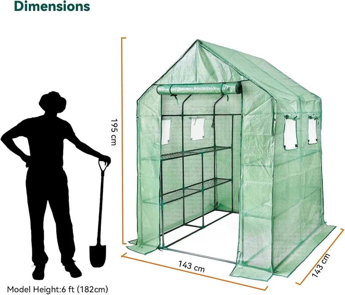 Walk in Greenhouse with Shelves Plastic Growhouse - Image 3