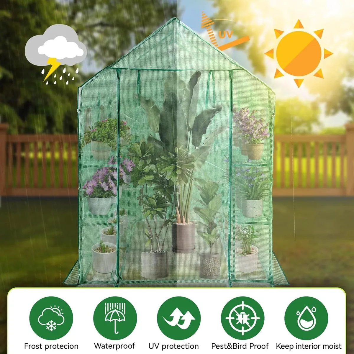 Walk in Greenhouse with Shelves Plastic Growhouse - Image 4