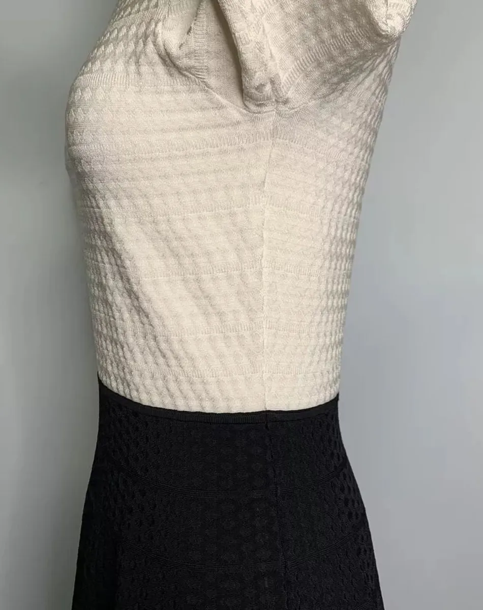 Karen Millen Black, Blue and White Knit Dress - Image 3