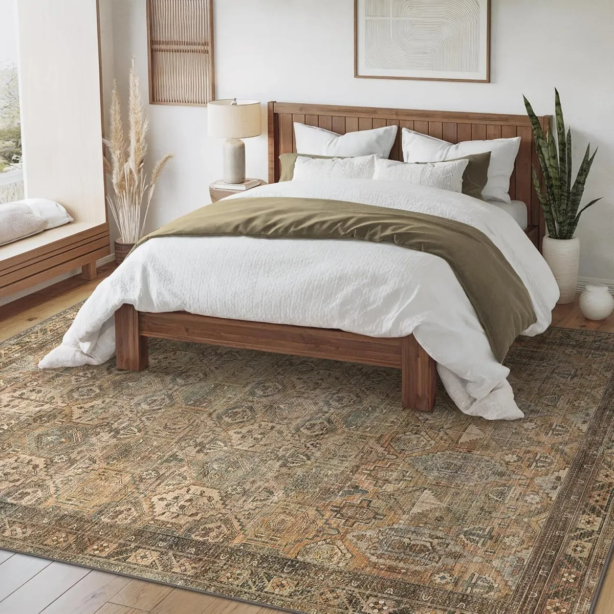 Large Rug Washable Non-Slip Living Room Boho - Image 3