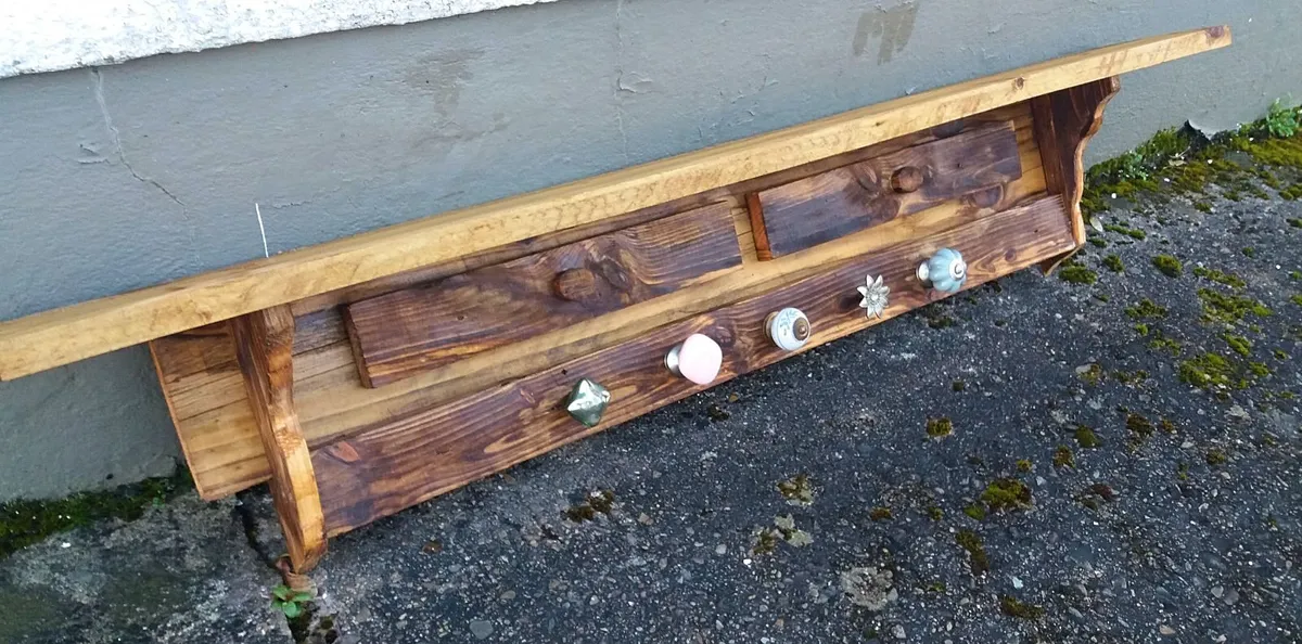 NEW Rustic Stove Mantle / Shelf / Coat & Hat Rack - Image 4