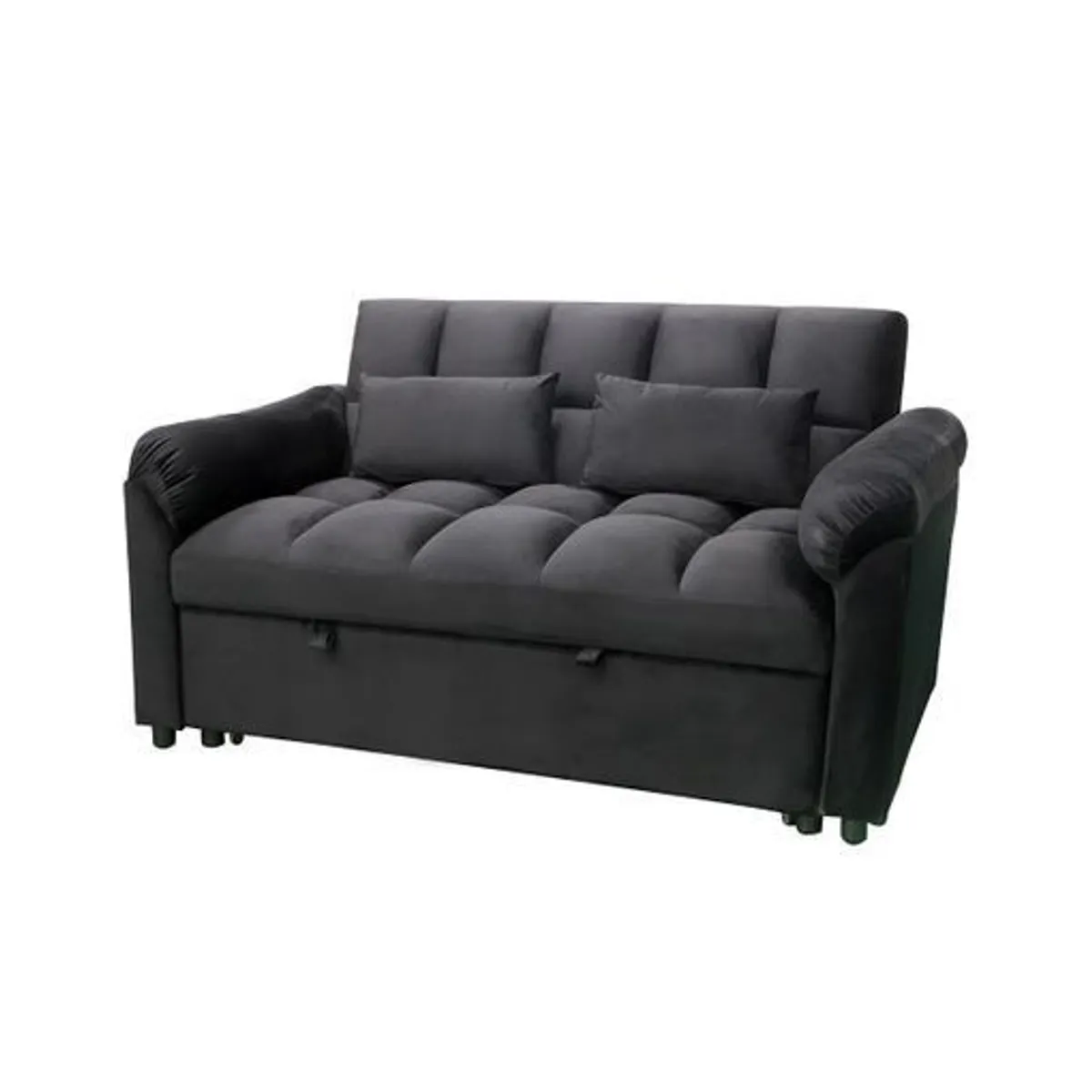 Viral sofa returns Pull Out Black velvet Double Sofa Bed 2 Seater Sleeper - Image 4