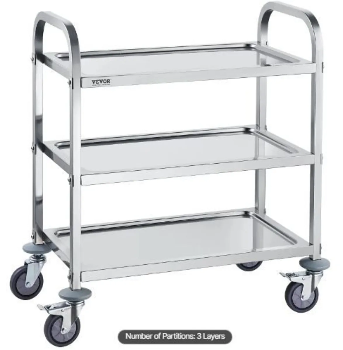 Stainless Steel Cart, 3 Layers Lab Utility Cart - Image 1