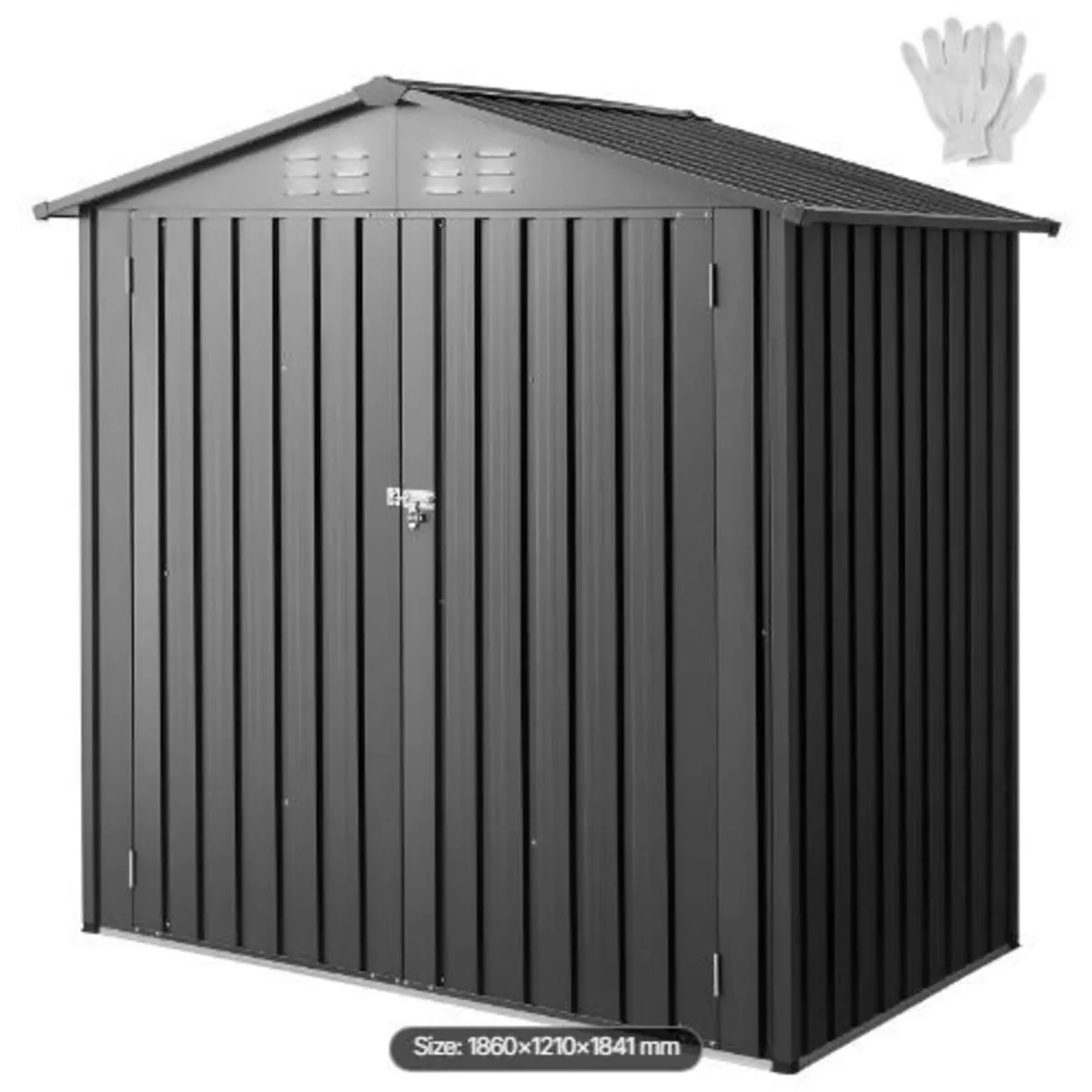 1860 x 1210 x 1841 mm Metal Garden Shed, Outdoor - Image 2