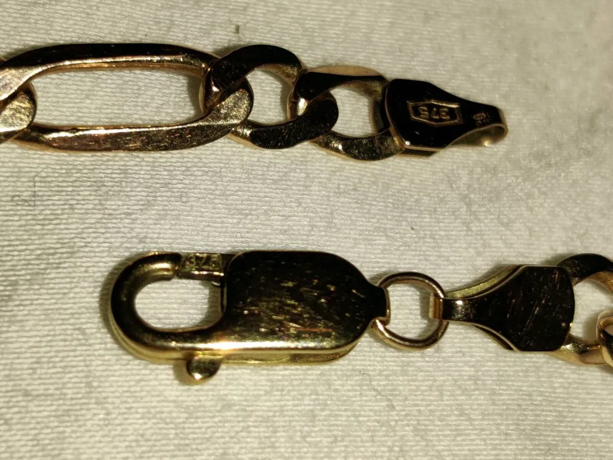 SOLID WIDE FIGARO, 9CT Gold 6.59g New 8"Bracelet ! - Image 4