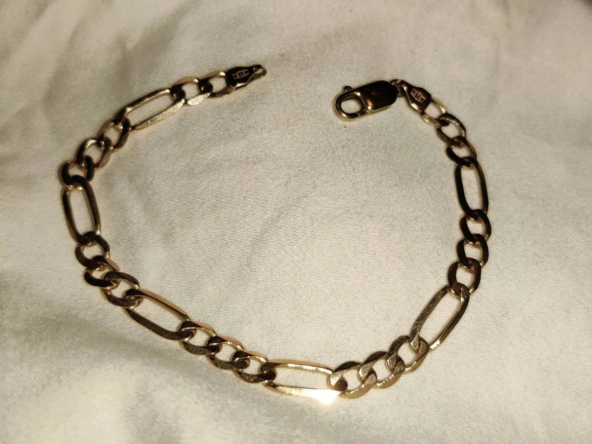 SOLID WIDE FIGARO, 9CT Gold 6.59g New 8"Bracelet ! - Image 1