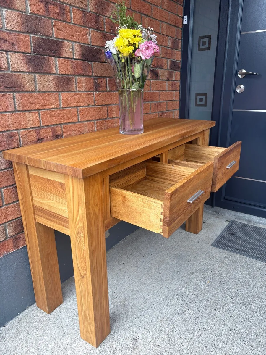 Solid oak console table/desk - Image 3