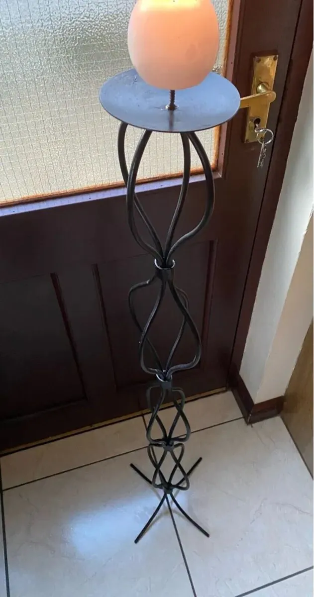 Beautiful Tall Sturdy Cast Iron Candle Holder - Image 1