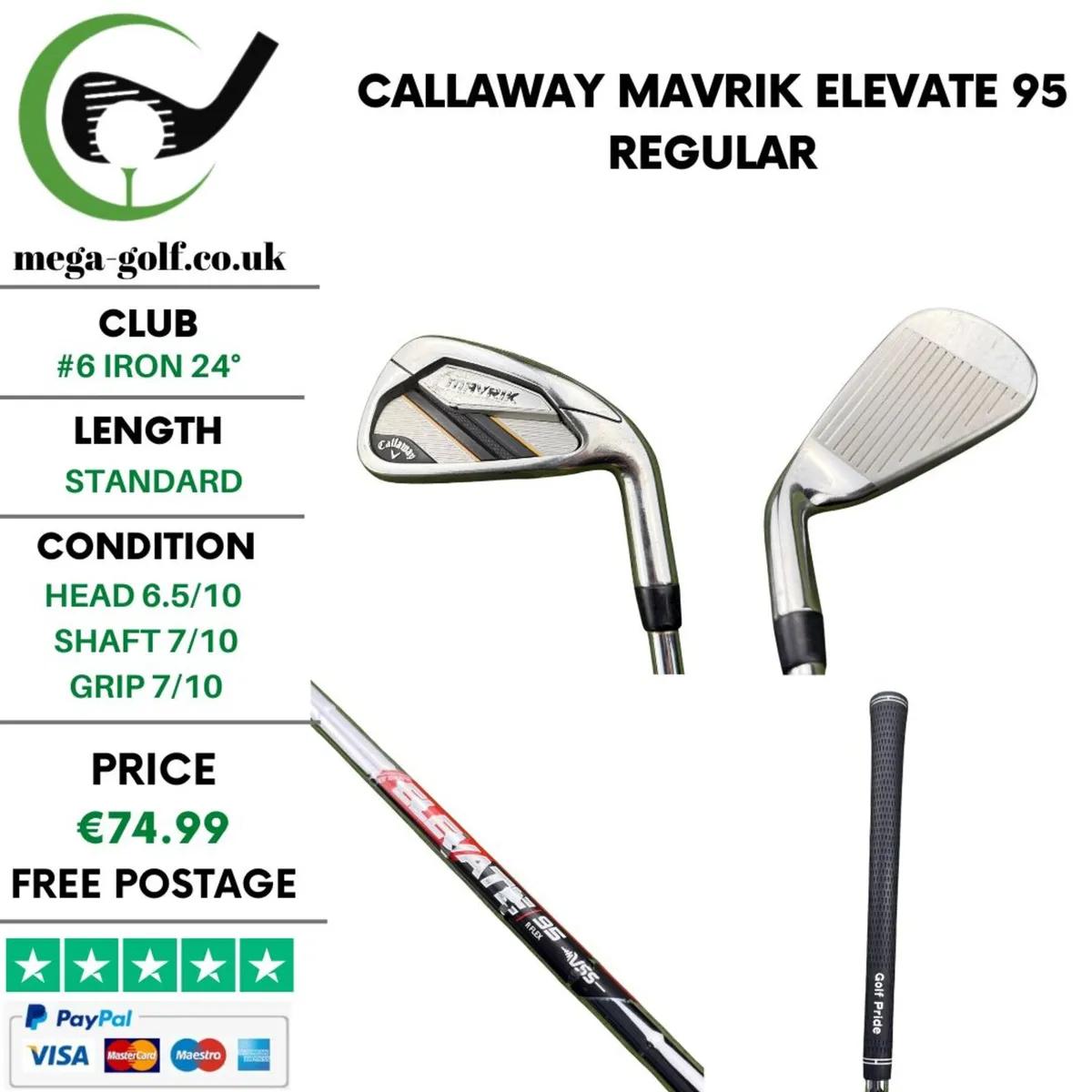 Callaway Mavrik #6 Iron 24° / Elevate 95 Regular - Image 1