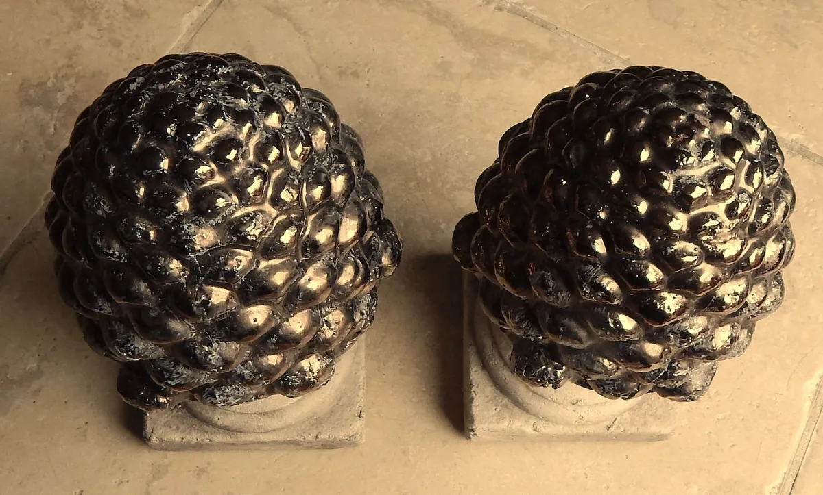 Pair of Terracotta Pinecone Decorative Sculptures - Image 2