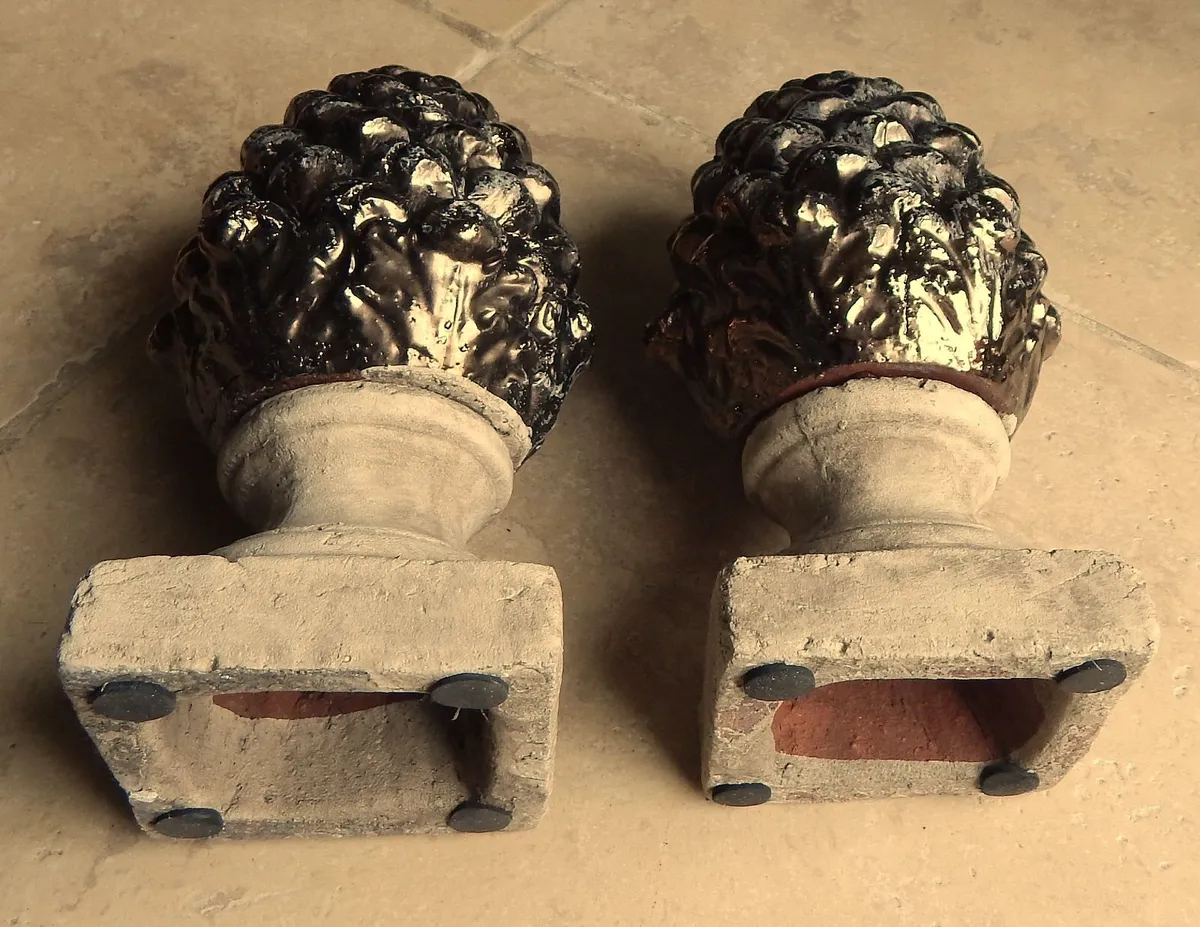 Pair of Terracotta Pinecone Decorative Sculptures - Image 3