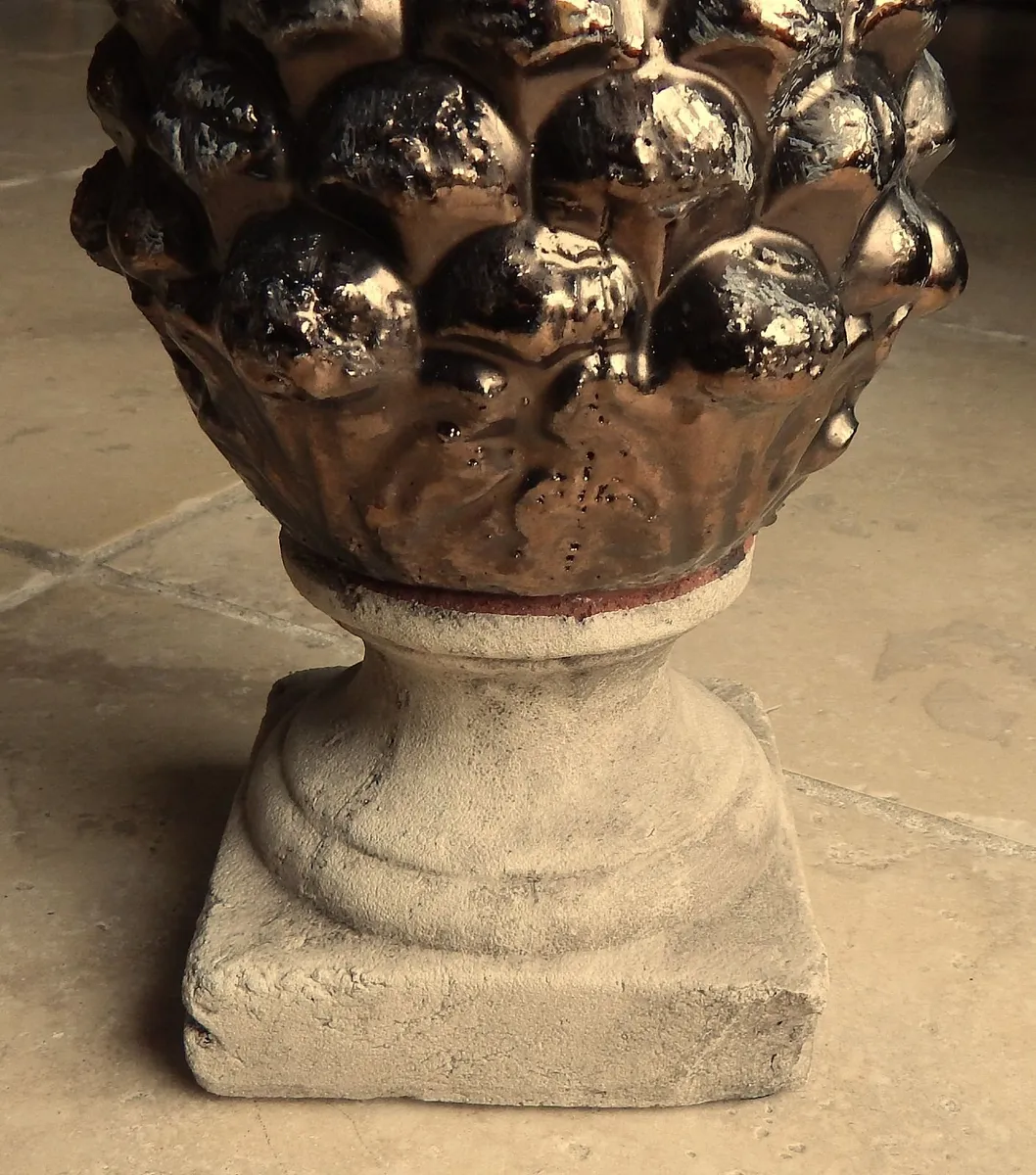 Pair of Terracotta Pinecone Decorative Sculptures - Image 4