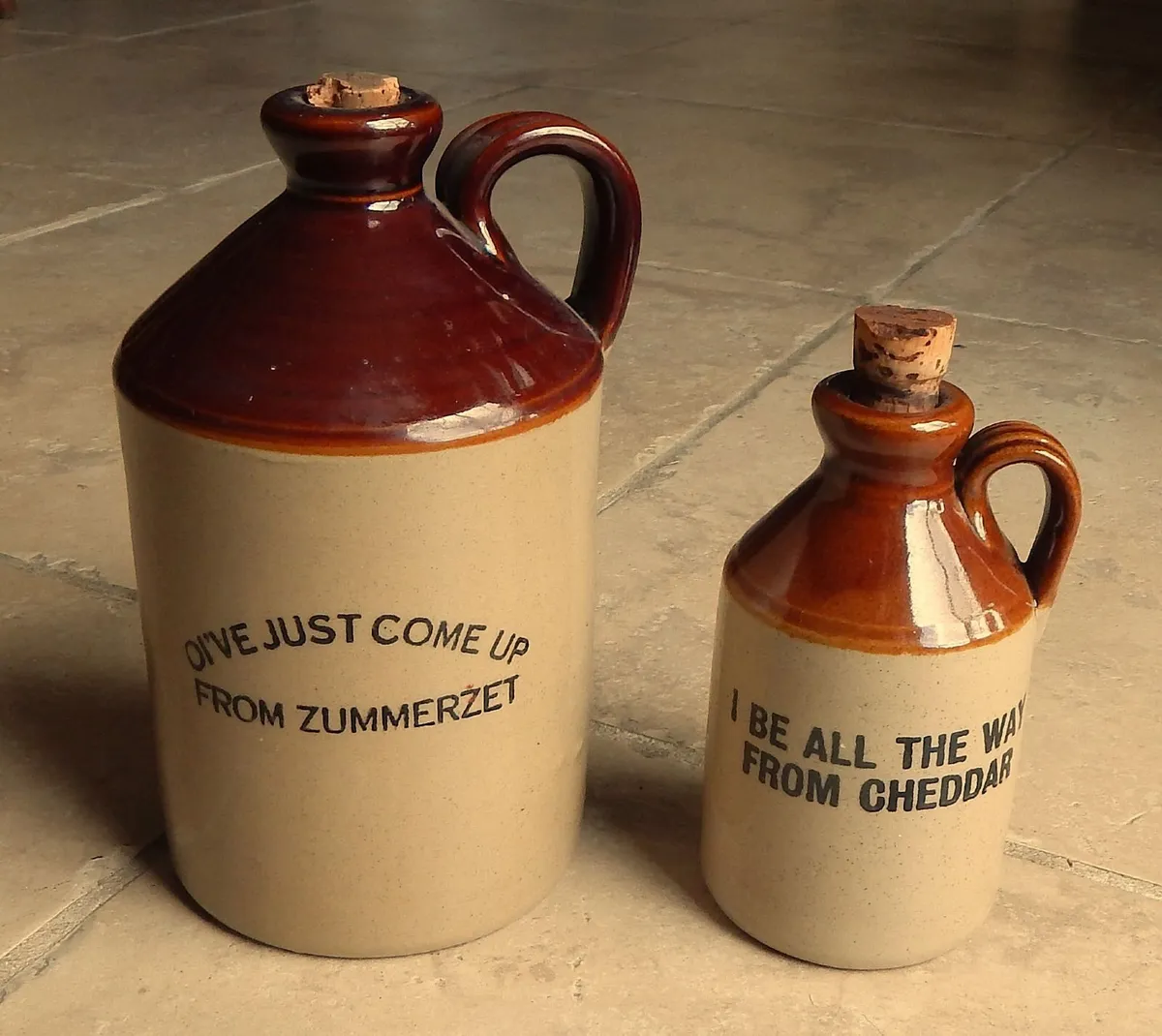 2 Small Salt Glazed Stoneware Flagons - Image 1