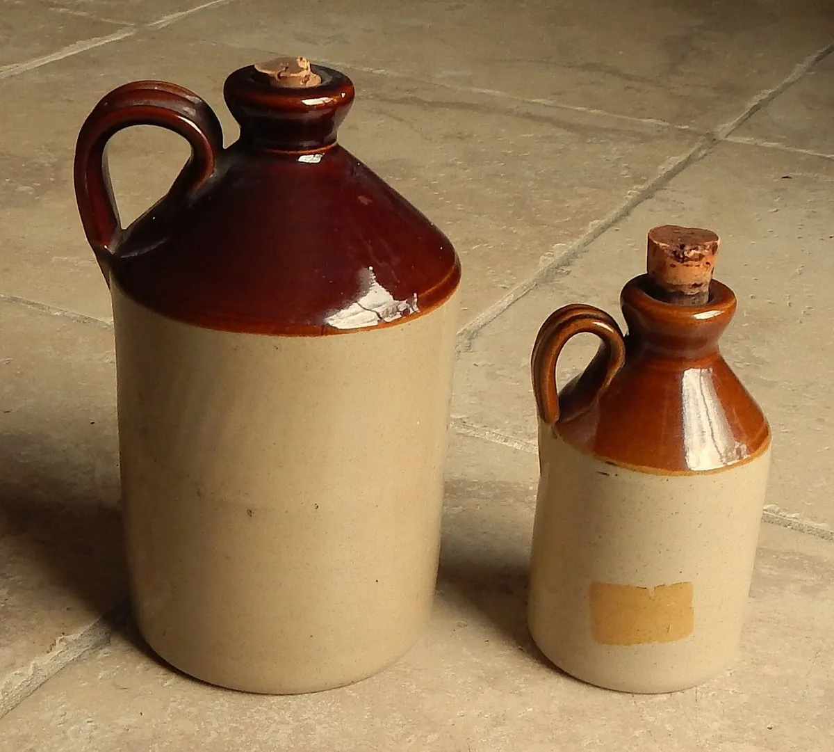 2 Small Salt Glazed Stoneware Flagons - Image 2