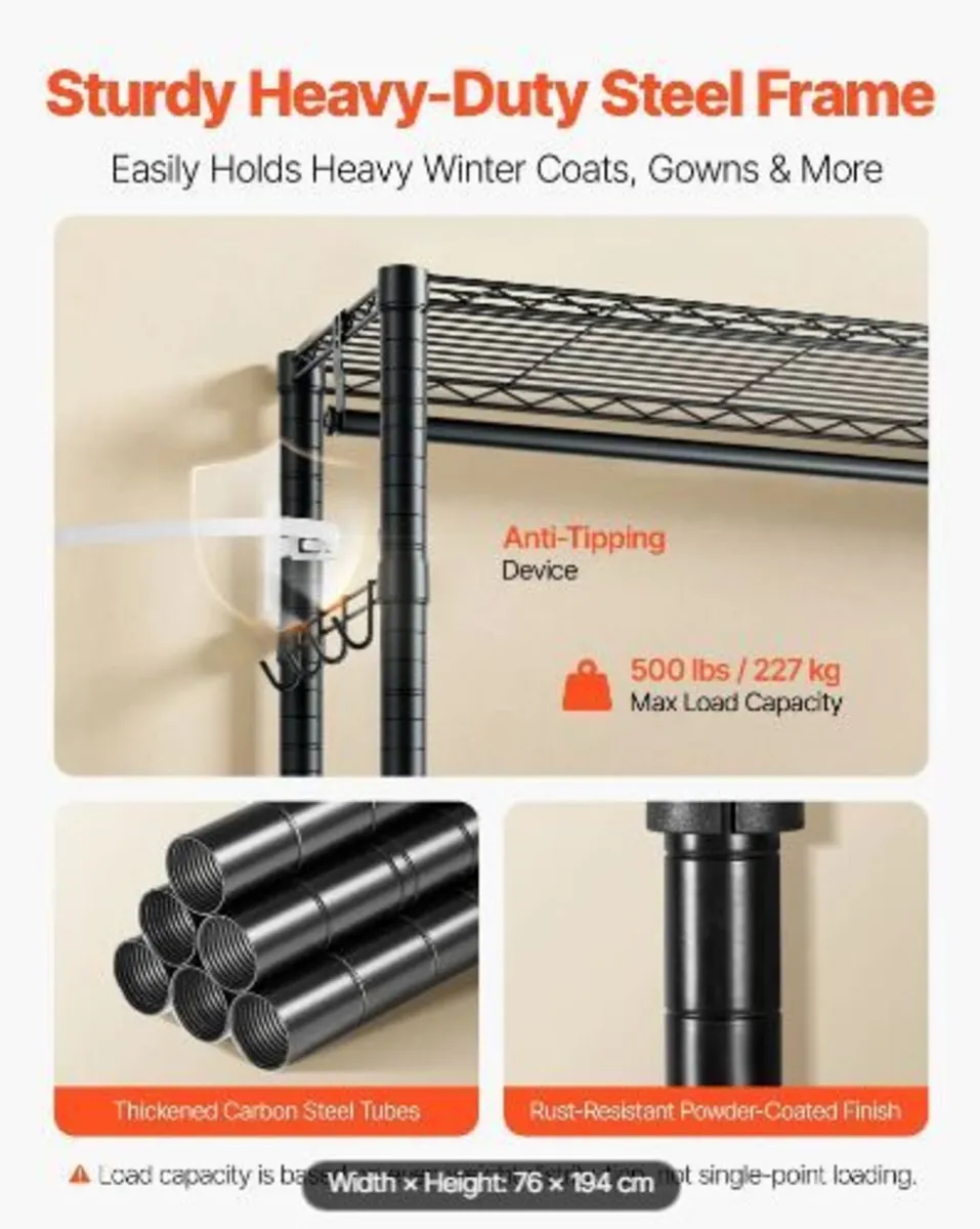 Clothing Garment Rack, Heavy Duty - Image 3