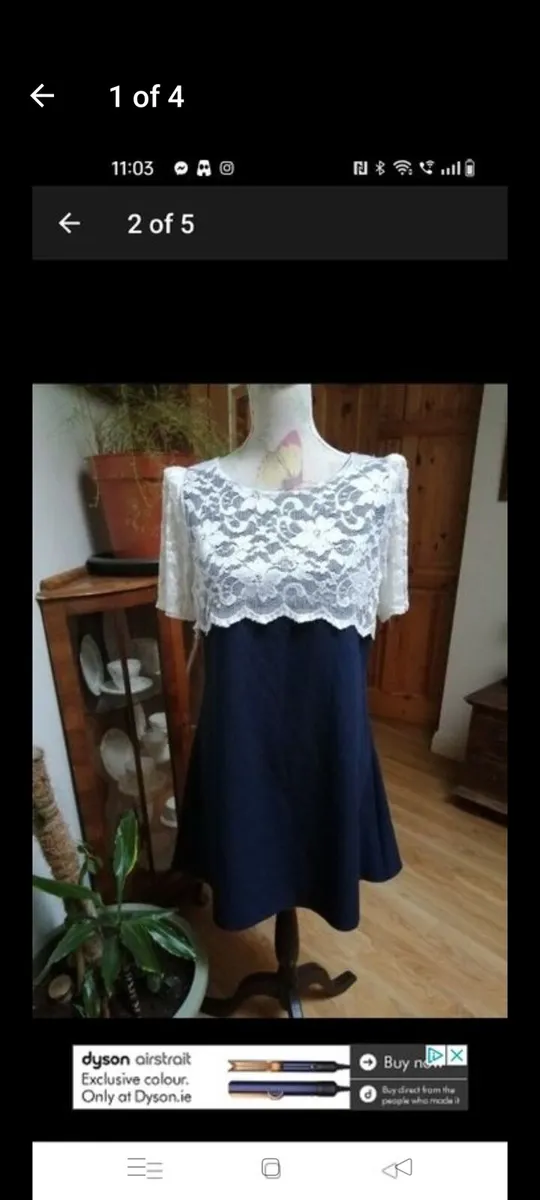 Zack New with tags, navy with white lace top. Size - Image 1
