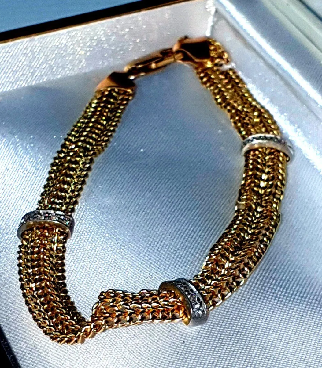 9ct Gold Gemset Woven Bracelet – 4.60g – 375HM - Image 1