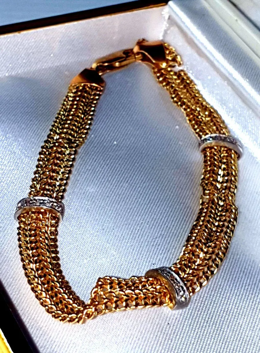 9ct Gold Gemset Woven Bracelet – 4.60g – 375HM - Image 3