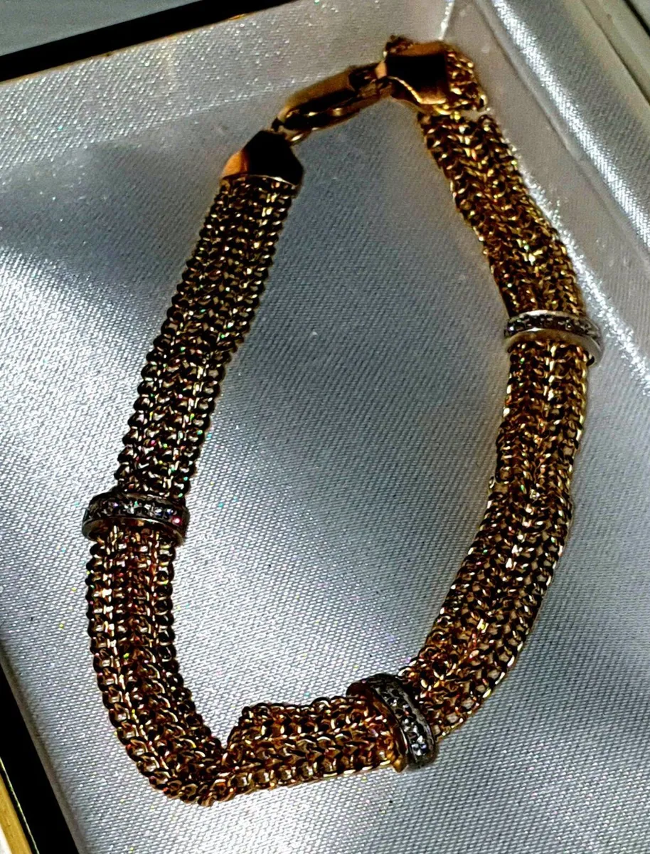 9ct Gold Gemset Woven Bracelet – 4.60g – 375HM - Image 4