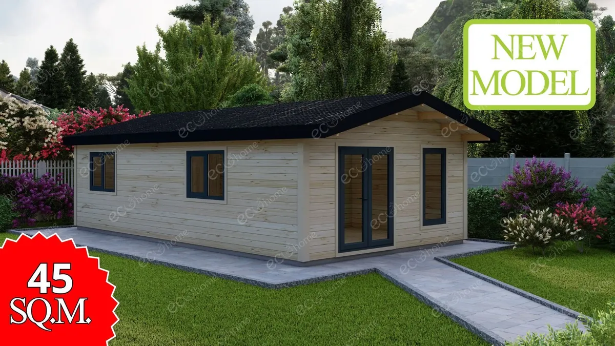 Ecohome.ie 2 Bed Log Cabin 45 sq.m. 5m x 9m - Image 1