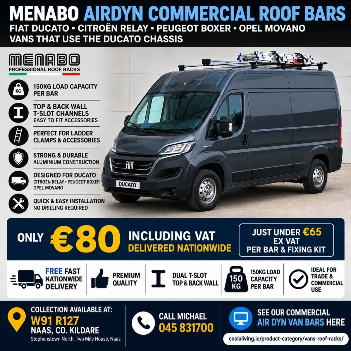 Ducato Van Roof Rack Bars  Delivered - Image 1