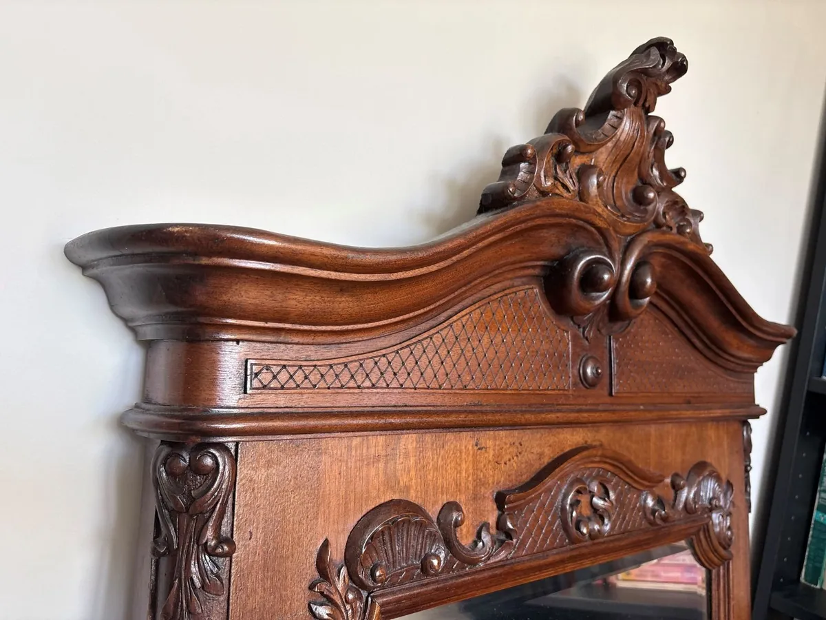 Antique Carved Wood Mirror - Image 2