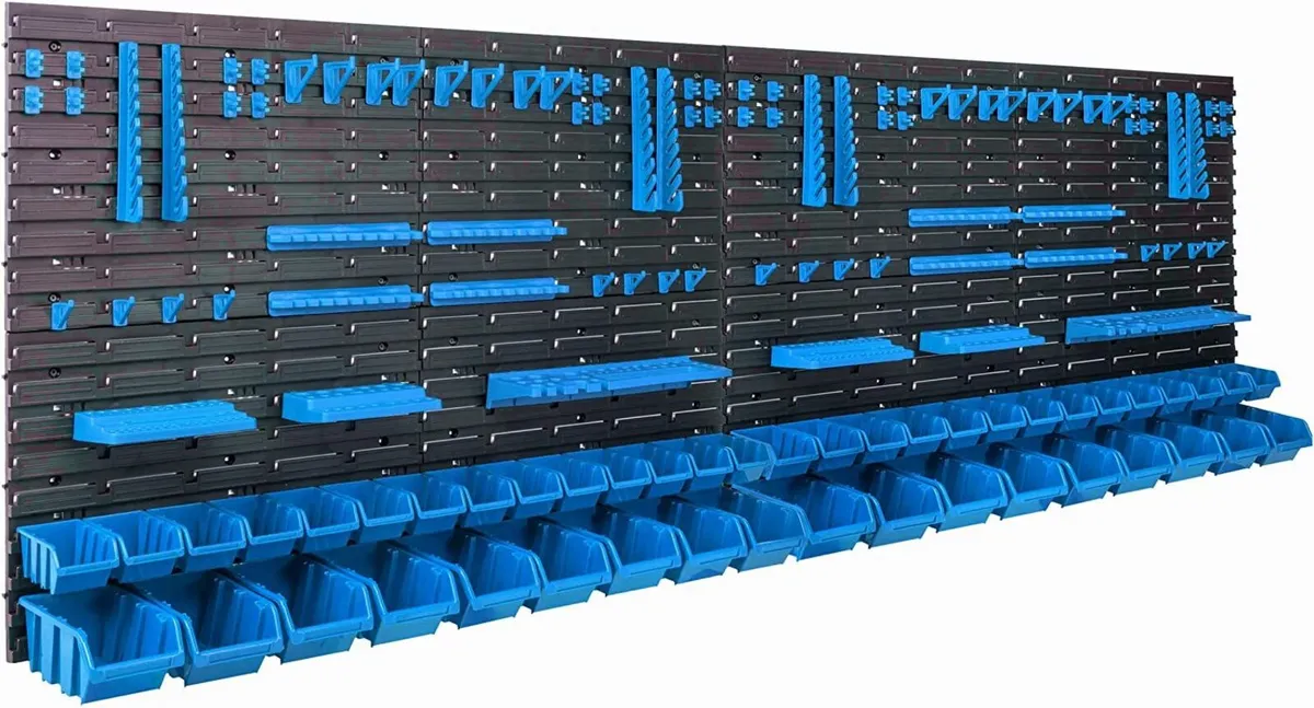46 Stacking Boxes, Wall Shelf, Plastic, 231.6 x 78 - Image 1