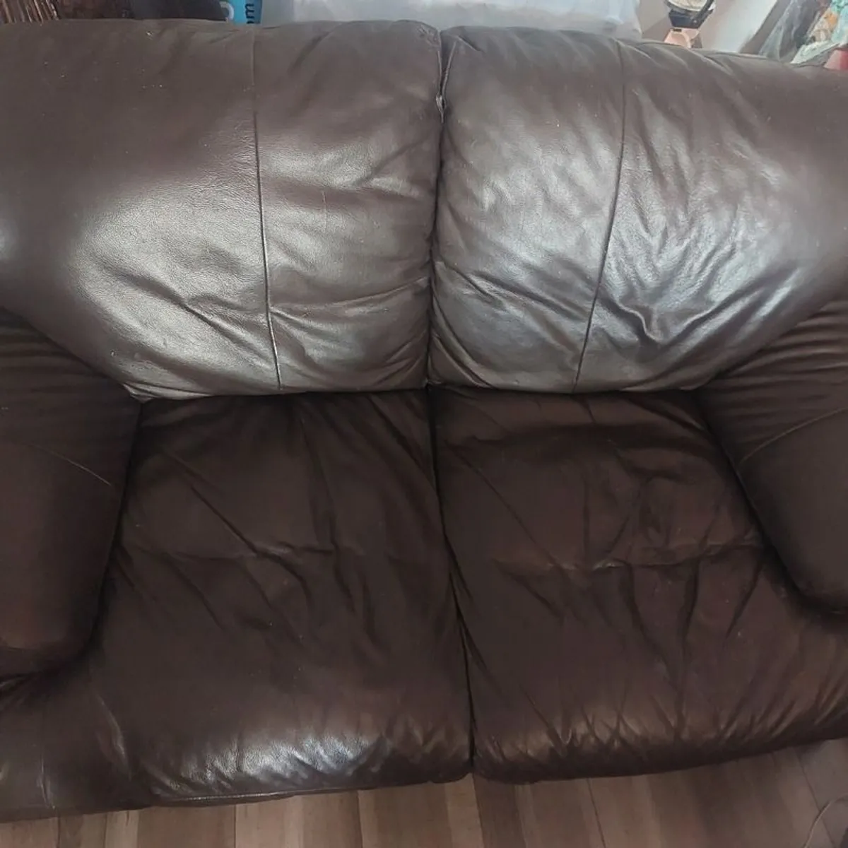 FREE Brown leather two seater Couch - Image 2