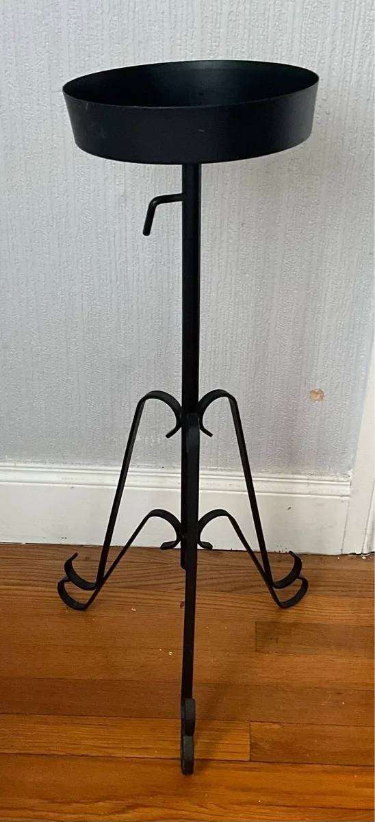Black Metal Pedestal Stand. Plant/Candle Holder - Image 1