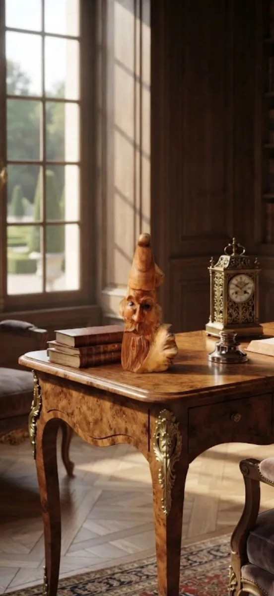 Master-Crafted Vintage Burl Wood Wizard Sculpture - Image 1