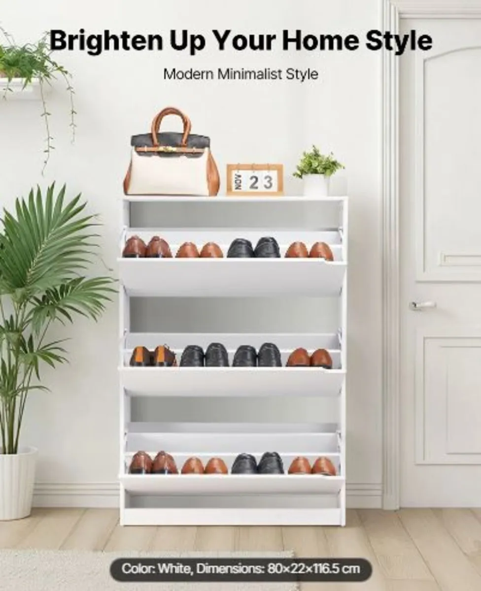 Shoe Cabinet with 3 Flip Drawers - Image 3