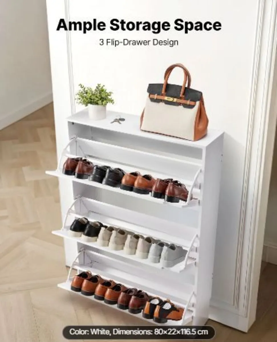 Shoe Cabinet with 3 Flip Drawers - Image 2