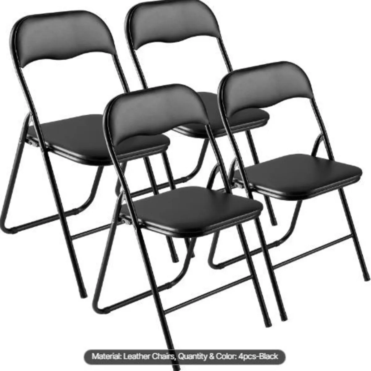 4 Pack Folding Chairs, Foldable Leather - Image 2