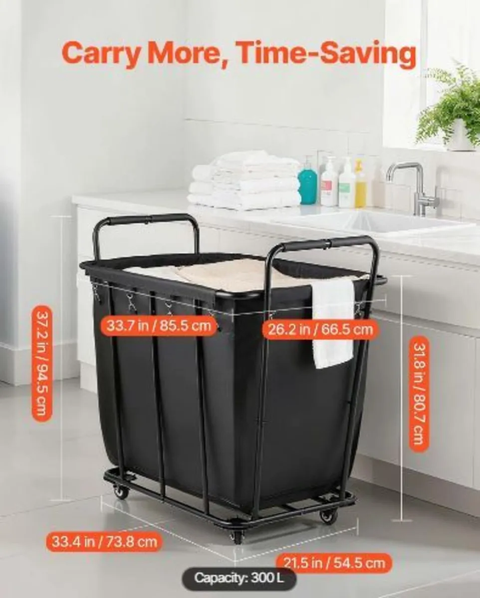 Laundry Cart, Rolling Grocery Utility Cart - Image 4