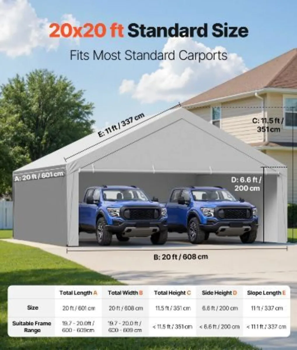 Carport Replacement Canopy, 6 x 6 m Potable - Image 3