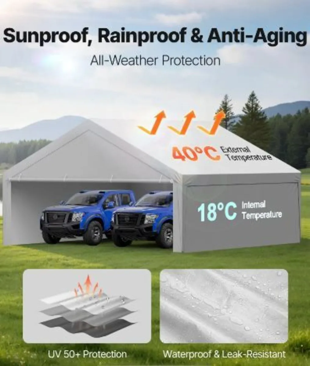 Carport Replacement Canopy, 6 x 6 m Potable - Image 2