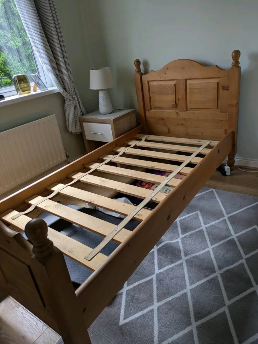 Single Bed Frame, Wardrobe, Locker & table Lamp - Image 1