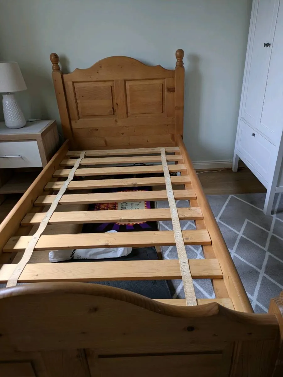 Single Bed Frame, Wardrobe, Locker & table Lamp - Image 2