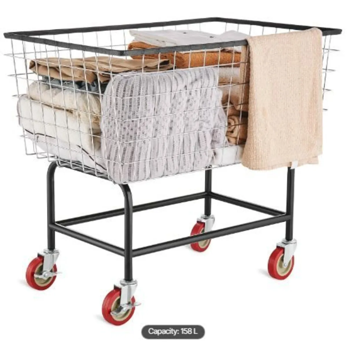 Wire Laundry Cart, 4.5 Bushel Wire Laundry Basket - Image 3
