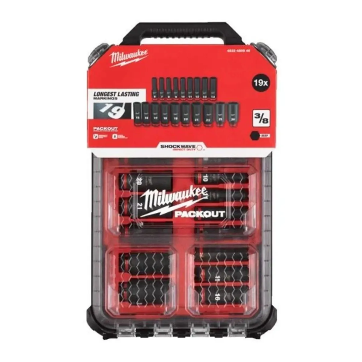 Milwaukee Impact Socket Set 3/8" Deep - 19 piece - Image 1